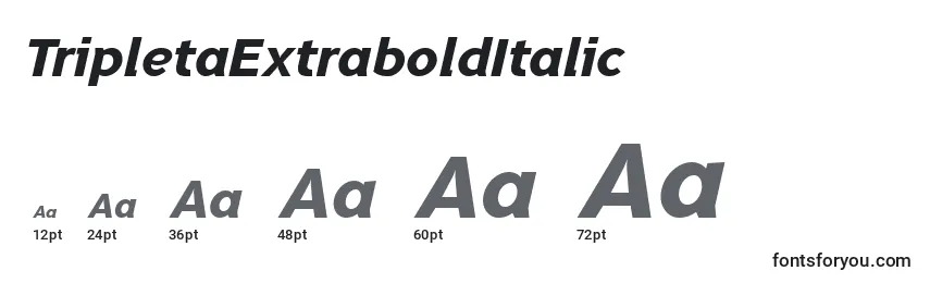 Größen der Schriftart TripletaExtraboldItalic