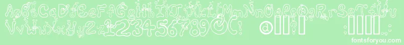 フォントMontezumasRevenge – 緑の背景に白い文字