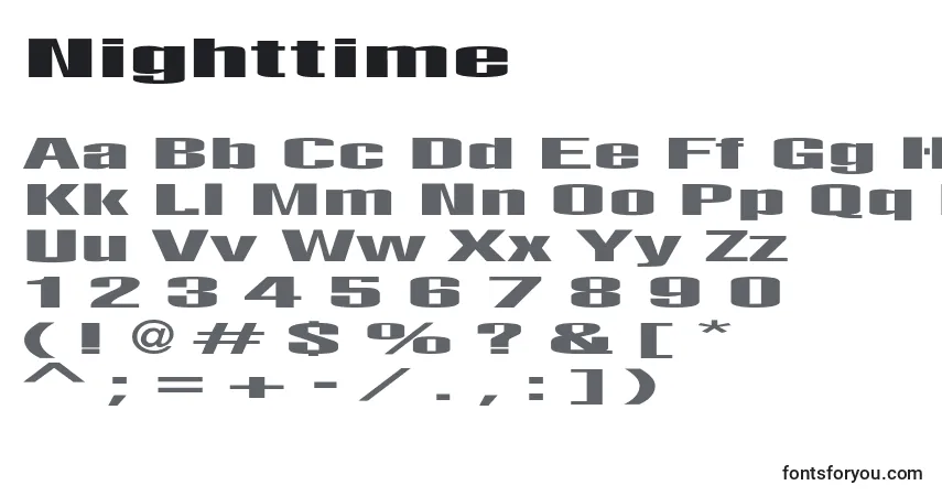 Nighttime-fontti – aakkoset, numerot, erikoismerkit