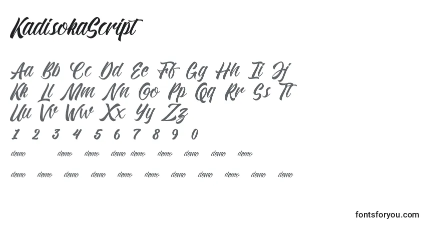 Czcionka KadisokaScript – alfabet, cyfry, specjalne znaki