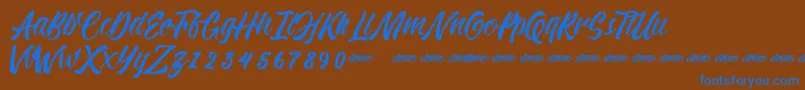 KadisokaScript Font – Blue Fonts on Brown Background