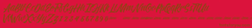 KadisokaScript Font – Brown Fonts on Red Background