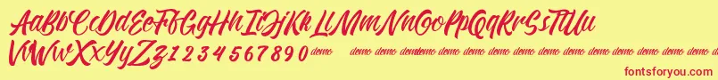 KadisokaScript Font – Red Fonts on Yellow Background