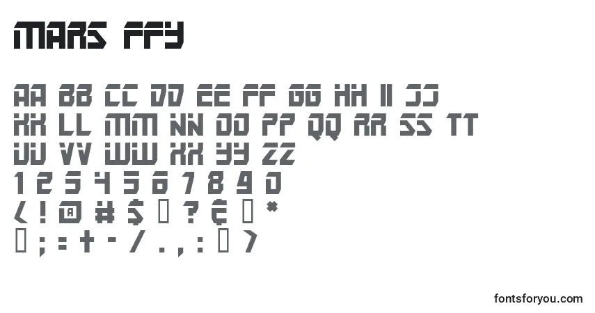 Schriftart Mars ffy – Alphabet, Zahlen, spezielle Symbole