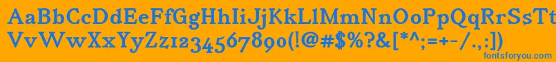 IrianisadfstdBold-Schriftart – Blaue Schriften auf orangefarbenem Hintergrund