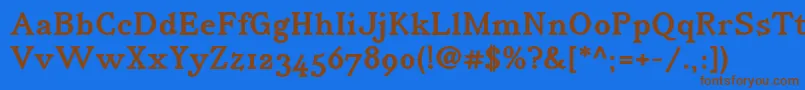 IrianisadfstdBold-Schriftart – Braune Schriften auf blauem Hintergrund