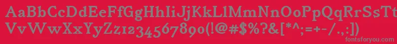 フォントIrianisadfstdBold – 赤い背景に灰色の文字