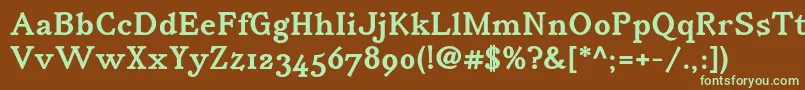 IrianisadfstdBold-fontti – vihreät fontit ruskealla taustalla