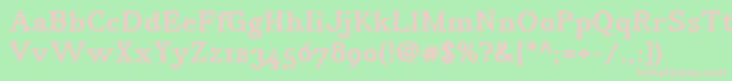 IrianisadfstdBold-fontti – vaaleanpunaiset fontit vihreällä taustalla