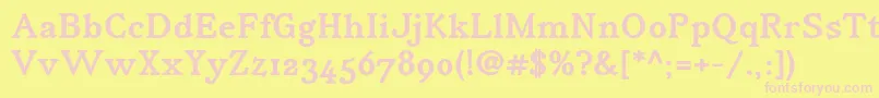 IrianisadfstdBold-fontti – vaaleanpunaiset fontit keltaisella taustalla