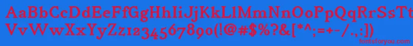 IrianisadfstdBold-Schriftart – Rote Schriften auf blauem Hintergrund