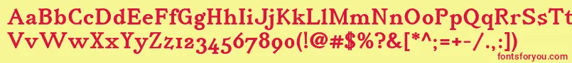 IrianisadfstdBold-fontti – punaiset fontit keltaisella taustalla