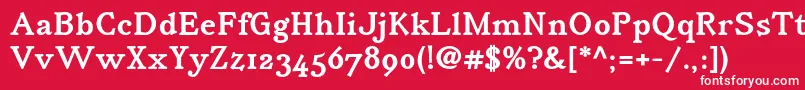 フォントIrianisadfstdBold – 赤い背景に白い文字