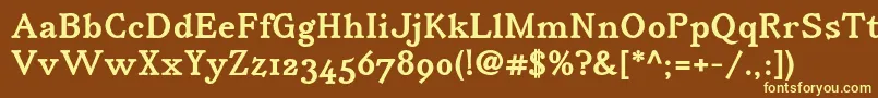 IrianisadfstdBold-fontti – keltaiset fontit ruskealla taustalla