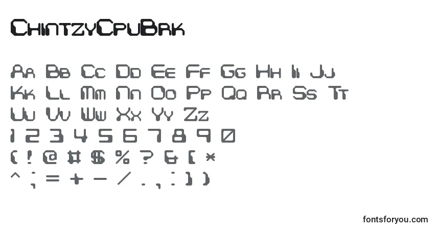 Шрифт ChintzyCpuBrk – алфавит, цифры, специальные символы