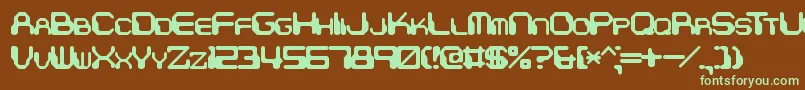 フォントChintzyCpuBrk – 緑色の文字が茶色の背景にあります。