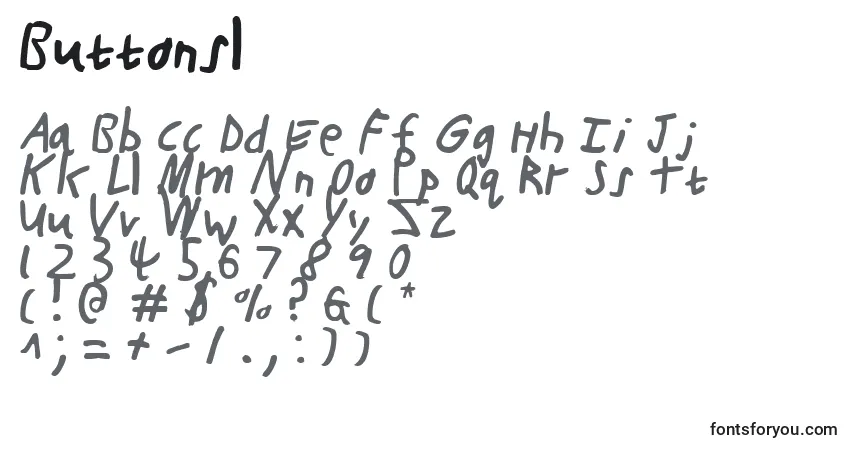 Schriftart Buttonsl – Alphabet, Zahlen, spezielle Symbole