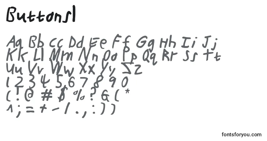 A fonte Buttonsl – alfabeto, números, caracteres especiais