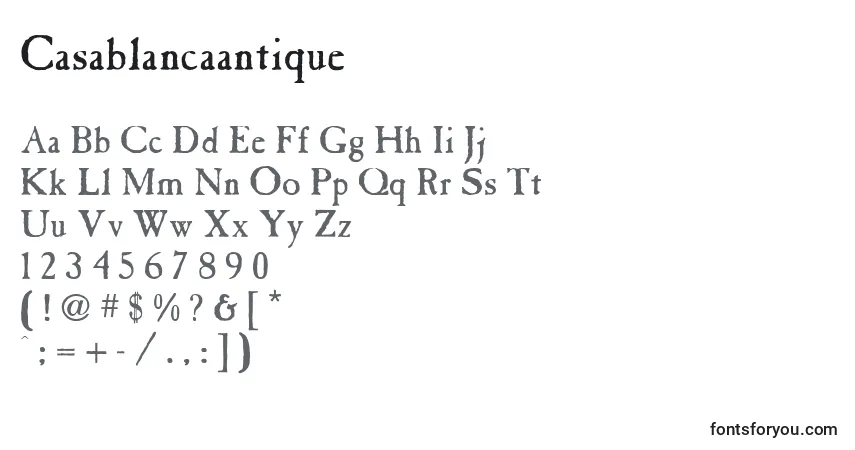 Casablancaantique-fontti – aakkoset, numerot, erikoismerkit