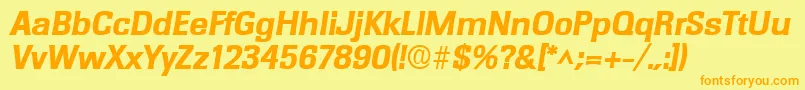 Fonte RochesterlhBoldItalic – fontes laranjas em um fundo amarelo