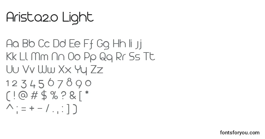 A fonte Arista2.0 Light – alfabeto, números, caracteres especiais