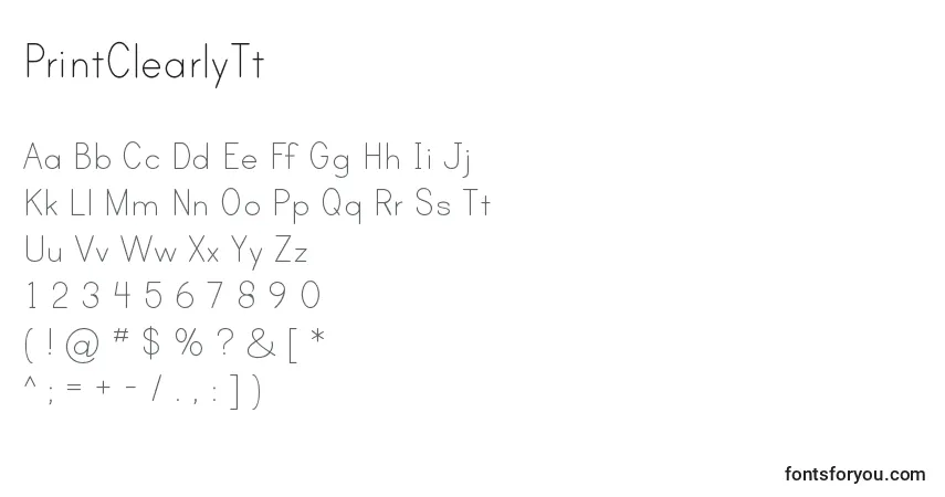 Schriftart PrintClearlyTt – Alphabet, Zahlen, spezielle Symbole