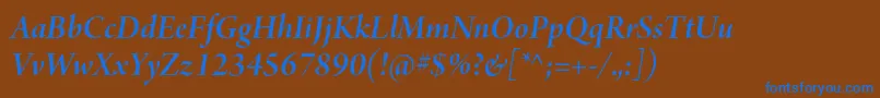 Fonte ArnoproSmbditalicdisplay – fontes azuis em um fundo marrom