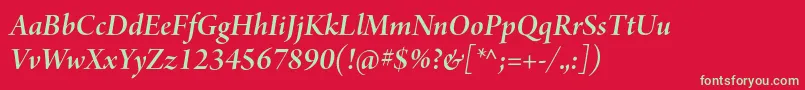 ArnoproSmbditalicdisplay Font – Green Fonts on Red Background