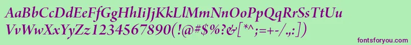 ArnoproSmbditalicdisplay Font – Purple Fonts on Green Background