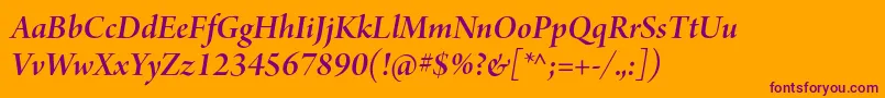 ArnoproSmbditalicdisplay-Schriftart – Violette Schriften auf orangefarbenem Hintergrund