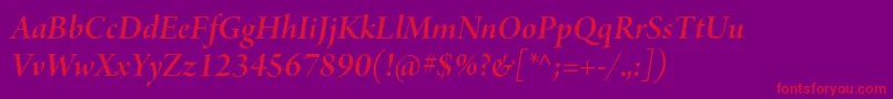 ArnoproSmbditalicdisplay Font – Red Fonts on Purple Background