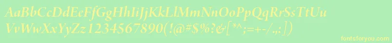 ArnoproSmbditalicdisplay-Schriftart – Gelbe Schriften auf grünem Hintergrund