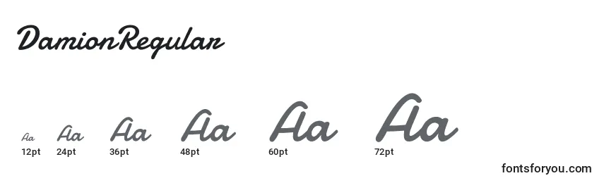 DamionRegular Font Sizes