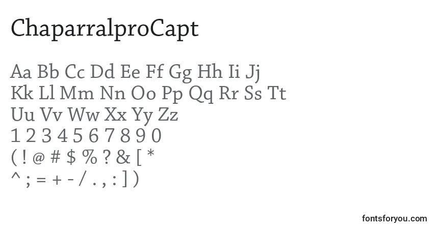 A fonte ChaparralproCapt – alfabeto, números, caracteres especiais