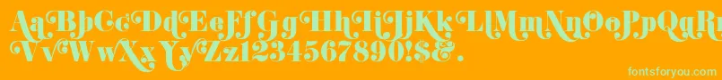 K22DidoniSwash-Schriftart – Grüne Schriften auf orangefarbenem Hintergrund