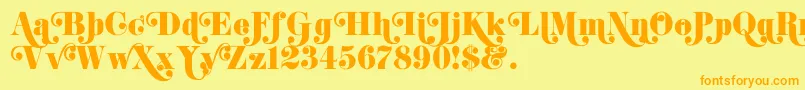 K22DidoniSwash-Schriftart – Orangefarbene Schriften auf gelbem Hintergrund