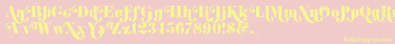 K22DidoniSwash-Schriftart – Gelbe Schriften auf rosa Hintergrund