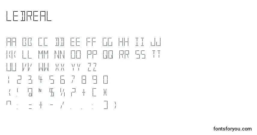 A fonte LedReal – alfabeto, números, caracteres especiais
