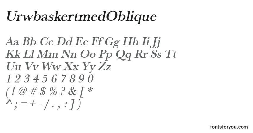 Schriftart UrwbaskertmedOblique – Alphabet, Zahlen, spezielle Symbole
