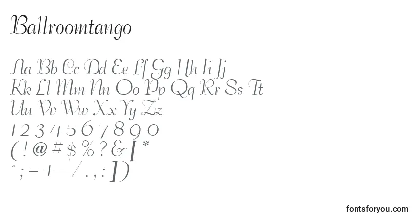 Schriftart Ballroomtango – Alphabet, Zahlen, spezielle Symbole