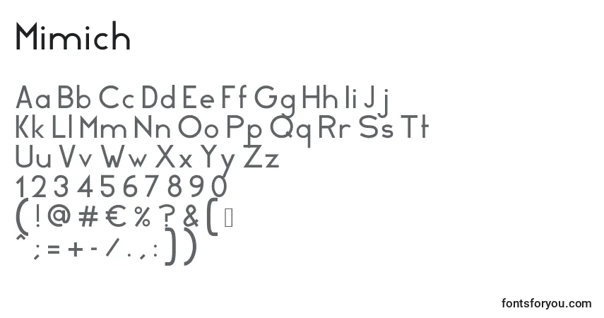 Mimich-fontti – aakkoset, numerot, erikoismerkit