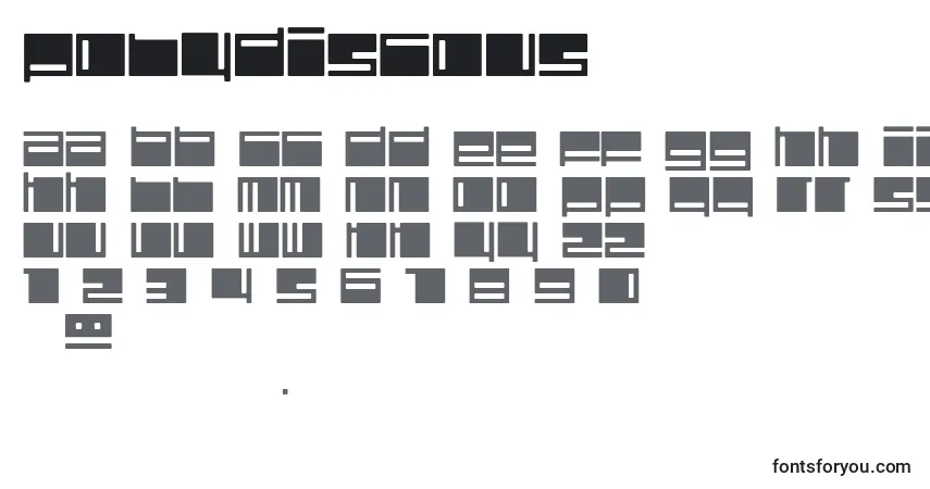 Polydiscous-fontti – aakkoset, numerot, erikoismerkit