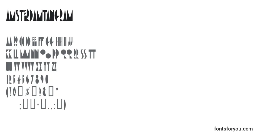 Czcionka Amsterdamtangram – alfabet, cyfry, specjalne znaki