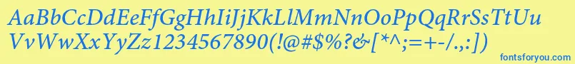 MinionproMediumitcapt Font – Blue Fonts on Yellow Background