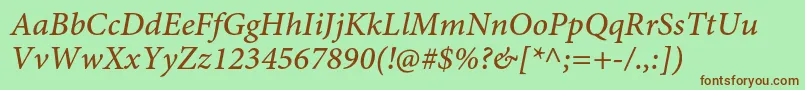 MinionproMediumitcapt Font – Brown Fonts on Green Background