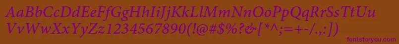 MinionproMediumitcapt Font – Purple Fonts on Brown Background