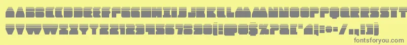 Contourofdutyhalf-fontti – harmaat kirjasimet keltaisella taustalla