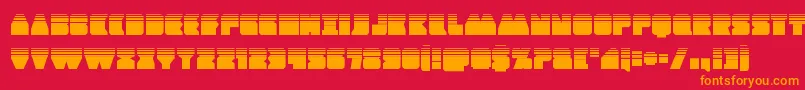 Contourofdutyhalf-Schriftart – Orangefarbene Schriften auf rotem Hintergrund