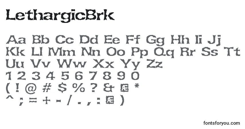 Schriftart LethargicBrk – Alphabet, Zahlen, spezielle Symbole