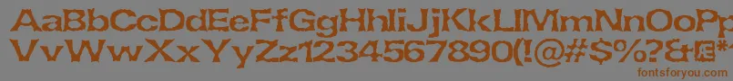 フォントLethargicBrk – 茶色の文字が灰色の背景にあります。